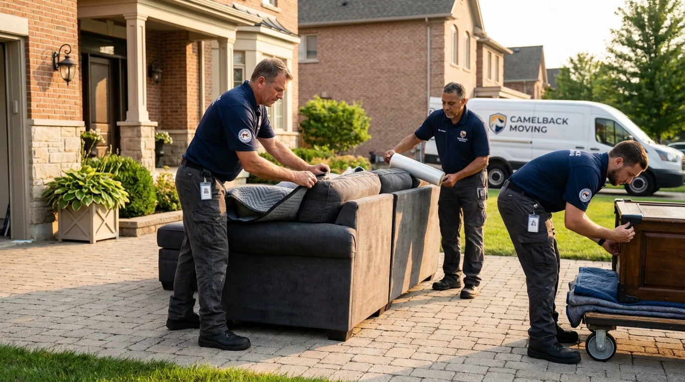 Large estate moving crew wrapping furniture in Covelo, CA