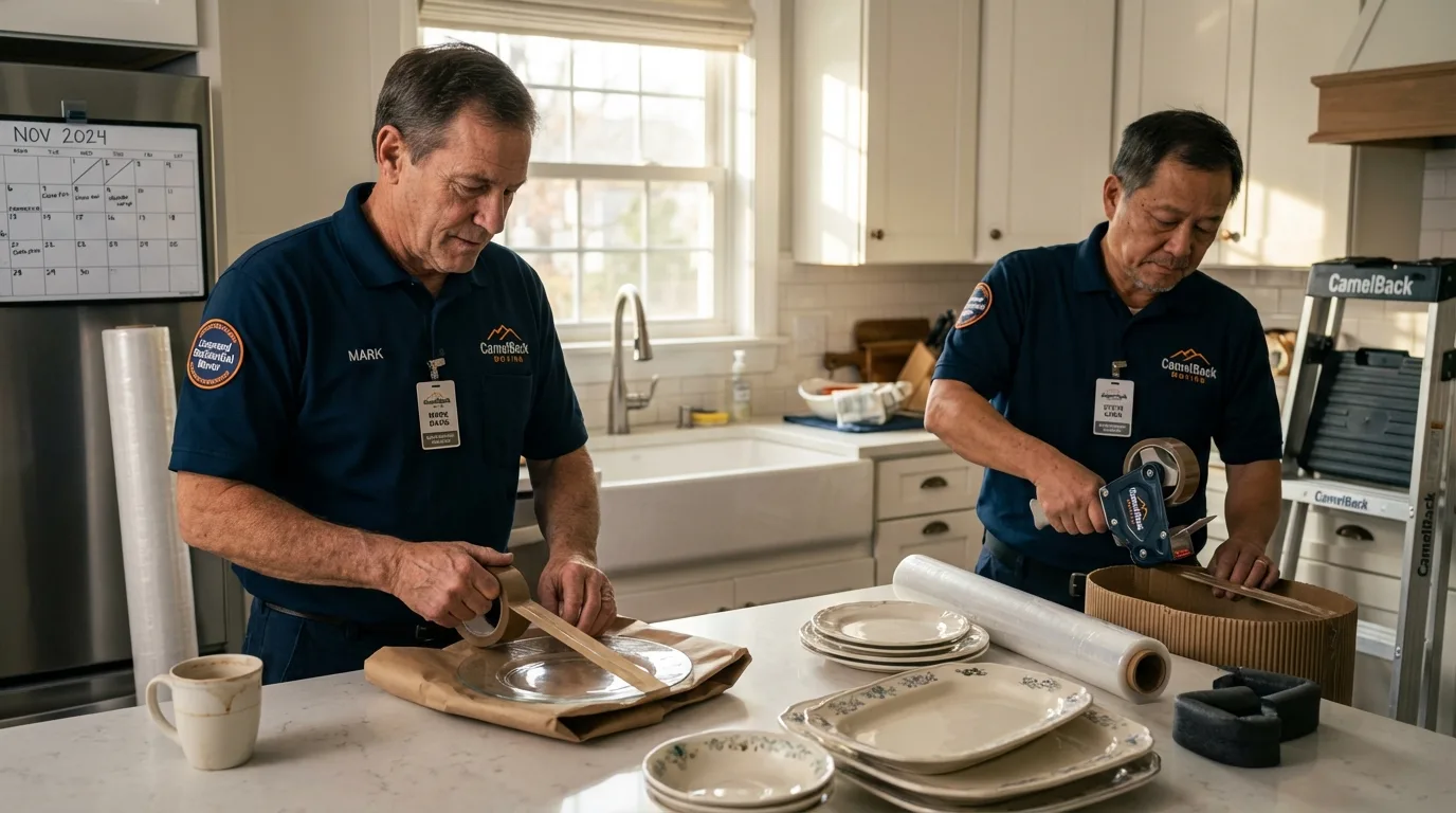 Professional crew packing kitchen dishware in Covelo, CA